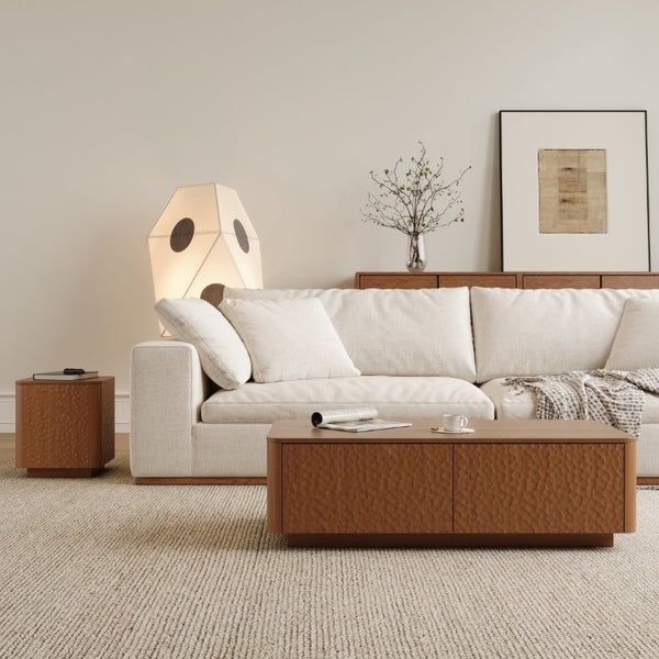 English Elm 15.74 Inch Walnut MDF Square Side Table with Hammer Texture Finish and Safe Rounded Corners W2263P418255