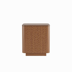 English Elm 15.74 Inch Walnut MDF Square Side Table with Hammer Texture Finish and Safe Rounded Corners W2263P418255
