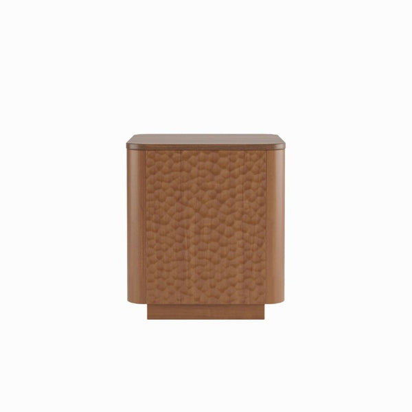 English Elm 15.74 Inch Walnut MDF Square Side Table with Hammer Texture Finish and Safe Rounded Corners W2263P418255