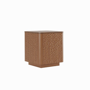 English Elm 15.74 Inch Walnut MDF Square Side Table with Hammer Texture Finish and Safe Rounded Corners W2263P418255