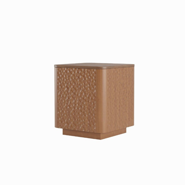 English Elm 15.74 Inch Walnut MDF Square Side Table with Hammer Texture Finish and Safe Rounded Corners W2263P418255