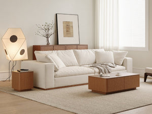 English Elm 15.74 Inch Walnut MDF Square Side Table with Hammer Texture Finish and Safe Rounded Corners W2263P418255