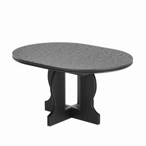English Elm Farmhouse Expandable Round to Oval Dining Table Seats Eight with Solid Wood Base W2263P426702