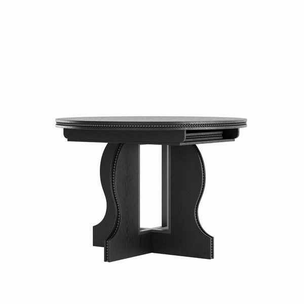 English Elm Farmhouse Expandable Round to Oval Dining Table Seats Eight with Solid Wood Base W2263P426702