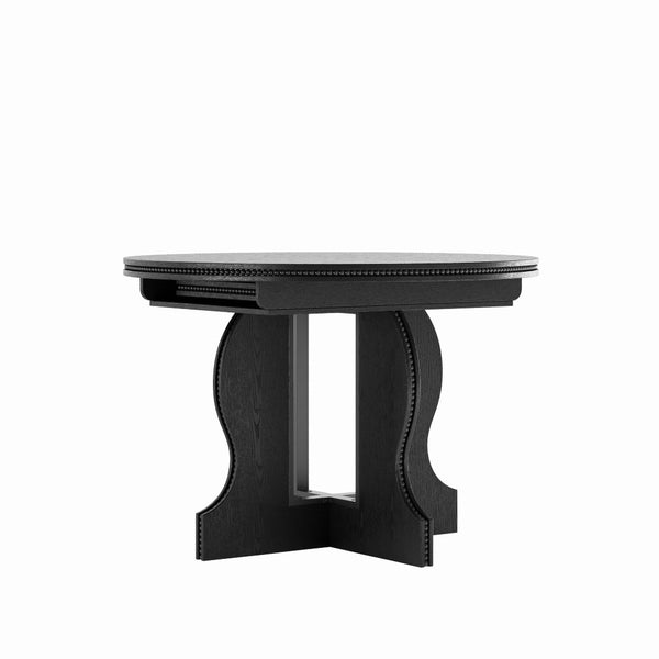 English Elm Farmhouse Expandable Round to Oval Dining Table Seats Eight with Solid Wood Base W2263P426702