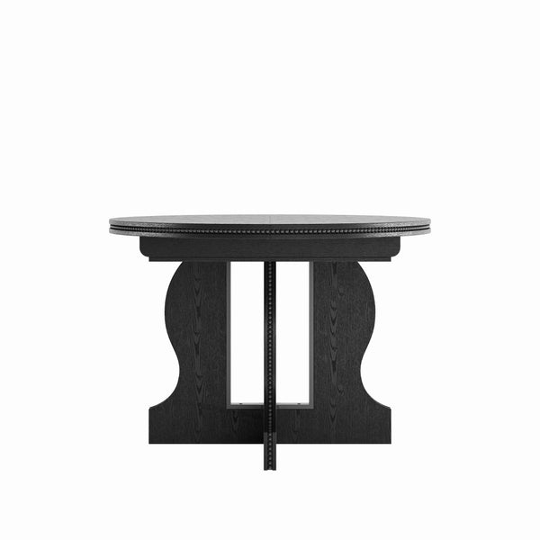 English Elm Farmhouse Expandable Round to Oval Dining Table Seats Eight with Solid Wood Base W2263P426702