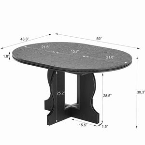 English Elm Farmhouse Expandable Round to Oval Dining Table Seats Eight with Solid Wood Base W2263P426702
