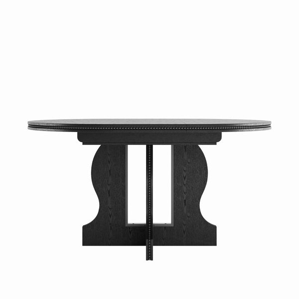 English Elm Farmhouse Expandable Round to Oval Dining Table Seats Eight with Solid Wood Base W2263P426702