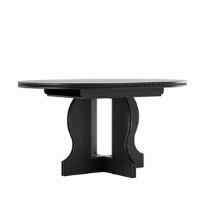 English Elm Farmhouse Expandable Round to Oval Dining Table Seats Eight with Solid Wood Base W2263P426702
