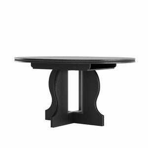 English Elm Farmhouse Expandable Round to Oval Dining Table Seats Eight with Solid Wood Base W2263P426702