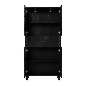 English Elm 64.5'' Tall Black Geometric Cabinet Sunburst Wood Relief Doors Entryway Storage W2263P450593