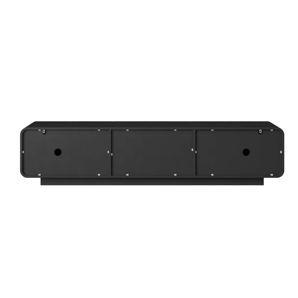 English Elm 70''tv Console Sculptural Spiral Wave Relief Matte Black Media Stand with Drawers W2263P483094