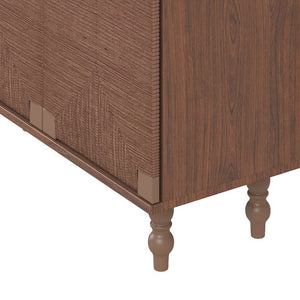 English Elm Accent Seagrass Door Sideboard Solid Wood Buffet Cabinet for Dining Room Entryway W2263P493387