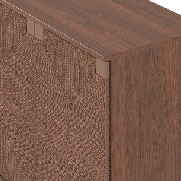 English Elm Accent Seagrass Door Sideboard Solid Wood Buffet Cabinet for Dining Room Entryway W2263P493387