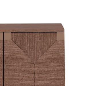 English Elm Accent Seagrass Door Sideboard Solid Wood Buffet Cabinet for Dining Room Entryway W2263P493387