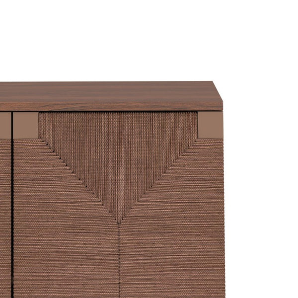 English Elm Accent Seagrass Door Sideboard Solid Wood Buffet Cabinet for Dining Room Entryway W2263P493387