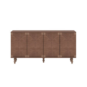 English Elm Accent Seagrass Door Sideboard Solid Wood Buffet Cabinet for Dining Room Entryway W2263P493387
