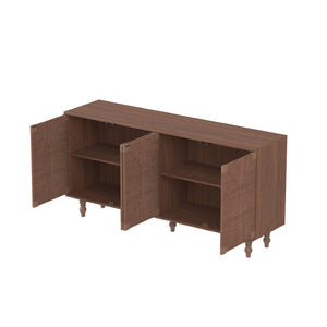 English Elm Accent Seagrass Door Sideboard Solid Wood Buffet Cabinet for Dining Room Entryway W2263P493387