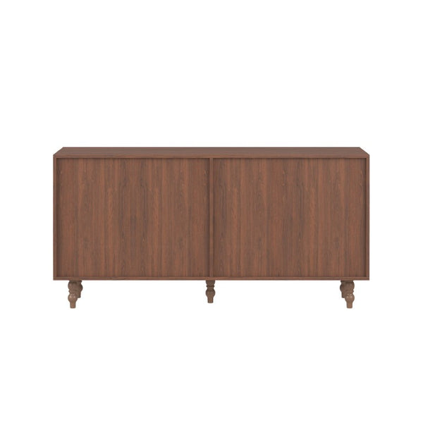 English Elm Accent Seagrass Door Sideboard Solid Wood Buffet Cabinet for Dining Room Entryway W2263P493387