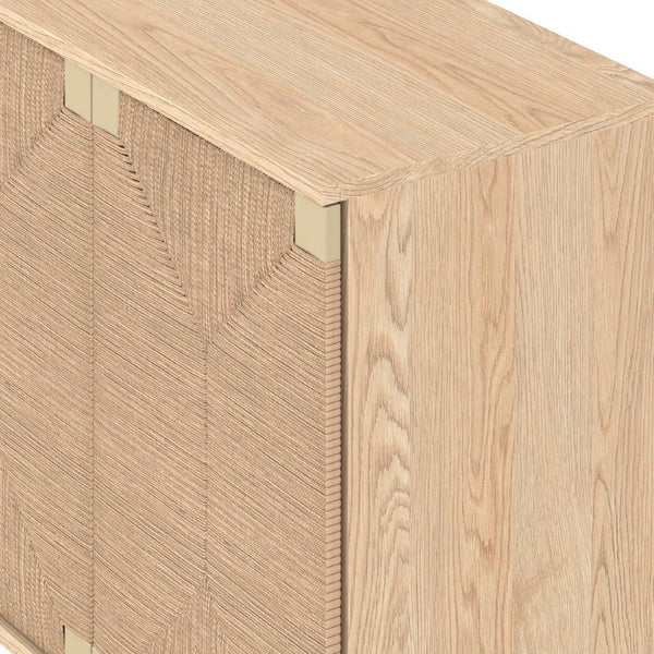 English Elm Accent Seagrass Door Sideboard with Wire-Brushed Wood Finish for Dining or Entryway W2263P500100