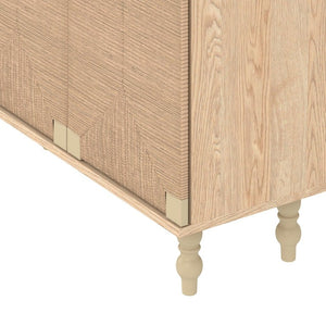 English Elm Accent Seagrass Door Sideboard with Wire-Brushed Wood Finish for Dining or Entryway W2263P500100
