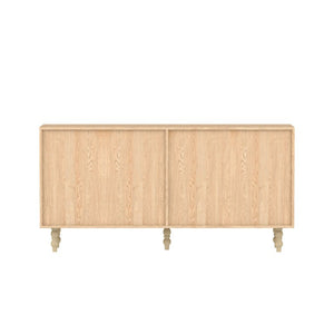 English Elm Accent Seagrass Door Sideboard with Wire-Brushed Wood Finish for Dining or Entryway W2263P500100