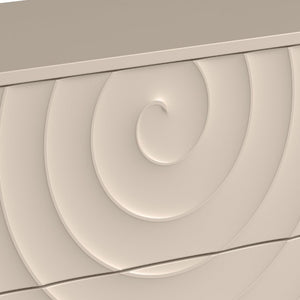 English Elm 6 Drawer Solid Wood Dresser with Sculpted Ripple Fronts for Bedroom or Nursery Off White W2263P503293
