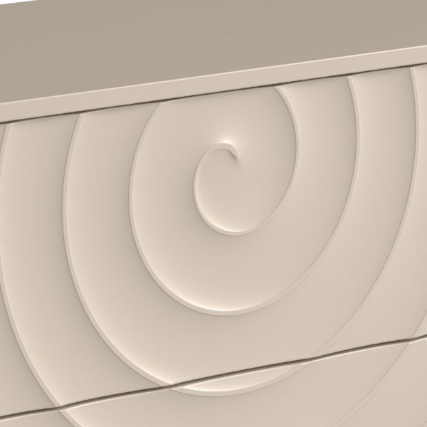 English Elm 6 Drawer Solid Wood Dresser with Sculpted Ripple Fronts for Bedroom or Nursery Off White W2263P503293