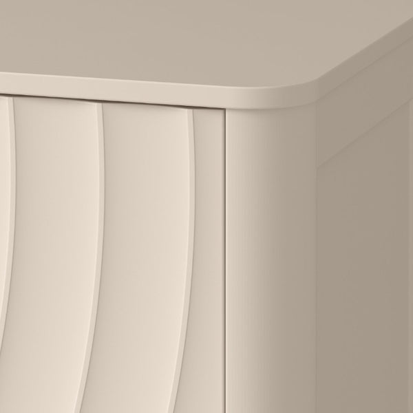 English Elm 6 Drawer Solid Wood Dresser with Sculpted Ripple Fronts for Bedroom or Nursery Off White W2263P503293