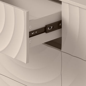 English Elm 6 Drawer Solid Wood Dresser with Sculpted Ripple Fronts for Bedroom or Nursery Off White W2263P503293