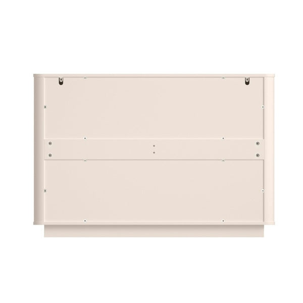 English Elm 6 Drawer Solid Wood Dresser with Sculpted Ripple Fronts for Bedroom or Nursery Off White W2263P503293