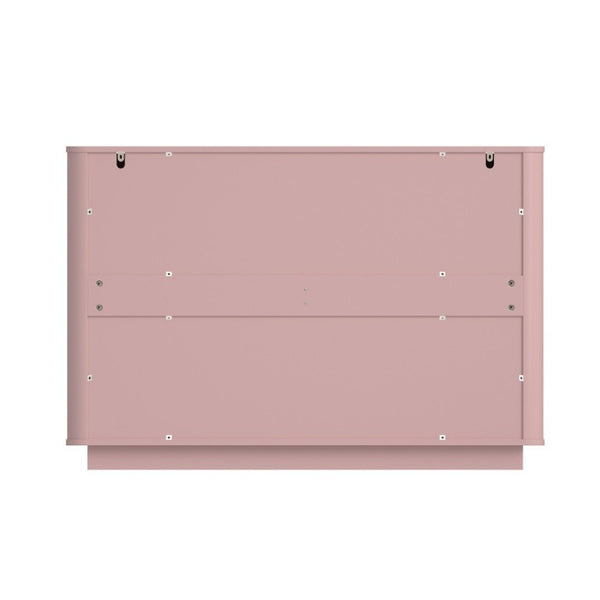 English Elm 6 Drawer Solid Wood Dresser with Sculpted Ripple Fronts for Bedroom or Nursery Pink W2263P503294