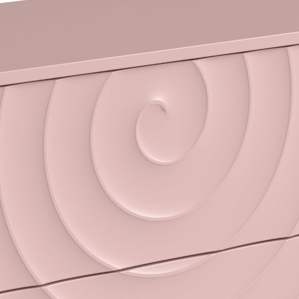 English Elm 6 Drawer Solid Wood Dresser with Sculpted Ripple Fronts for Bedroom or Nursery Pink W2263P503294