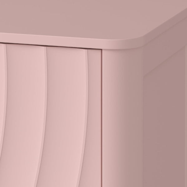 English Elm 6 Drawer Solid Wood Dresser with Sculpted Ripple Fronts for Bedroom or Nursery Pink W2263P503294