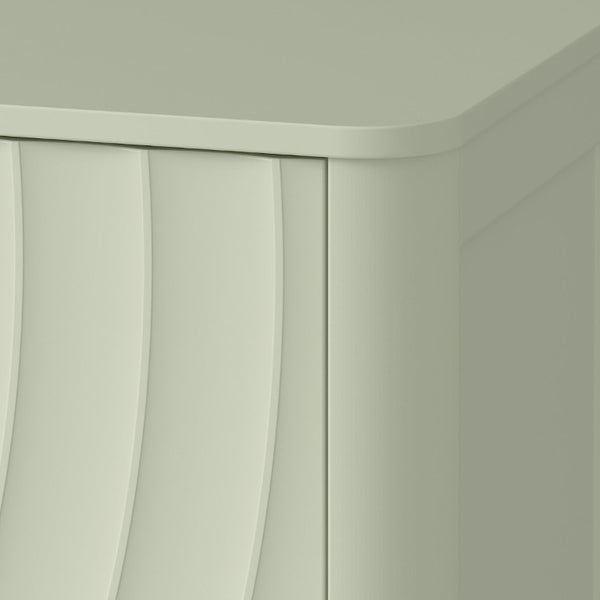 English Elm 6 Drawer Solid Wood Dresser with Sculpted Ripple Fronts for Bedroom or Nursery Sage Green W2263P503295