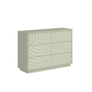 English Elm 6 Drawer Solid Wood Dresser with Sculpted Ripple Fronts for Bedroom or Nursery Sage Green W2263P503295