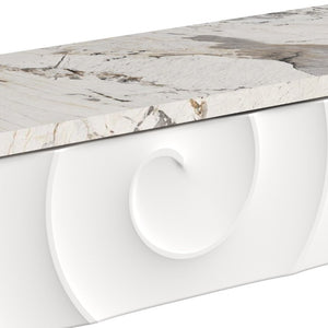 English Elm 47.3 Inch Slim Console Table Three Drawers Gold Geometric Base Glam Hallway Accent White+Gold W2263P505437