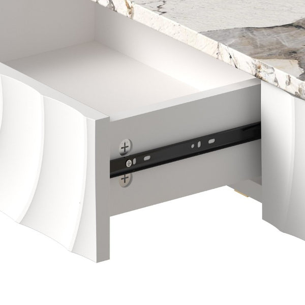 English Elm 47.3 Inch Slim Console Table Three Drawers Gold Geometric Base Glam Hallway Accent White+Gold W2263P505437