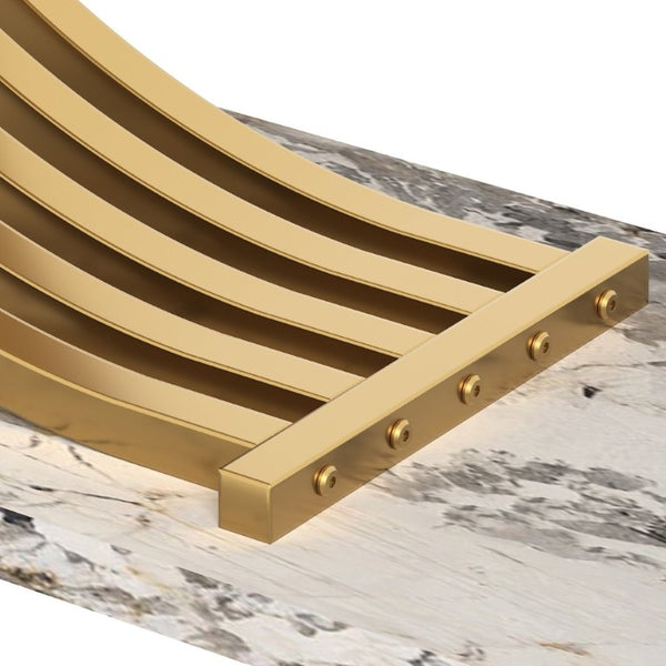 English Elm 47.3 Inch Slim Console Table Three Drawers Gold Geometric Base Glam Hallway Accent White+Gold W2263P505437