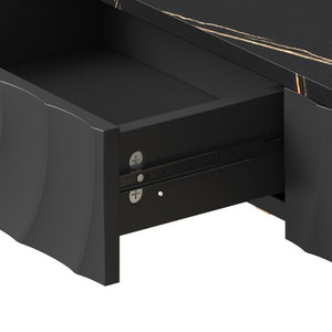 English Elm 47.3 Inch Slim Console Table Three Drawers Gold Geometric Base Glam Hallway Accent Black+Gold W2263P505438