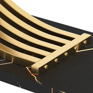 English Elm 47.3 Inch Slim Console Table Three Drawers Gold Geometric Base Glam Hallway Accent Black+Gold W2263P505438