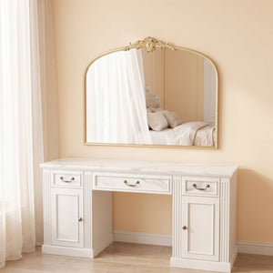 English Elm 40X30 Baroque Arch Wall Mirror Ornate Gold Crown Frame for Entryway or Living Room W2263P530366