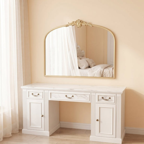 English Elm 40X30 Baroque Arch Wall Mirror Ornate Gold Crown Frame for Entryway or Living Room W2263P530366
