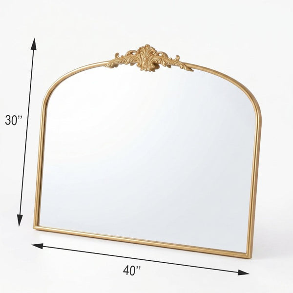 English Elm 40X30 Baroque Arch Wall Mirror Ornate Gold Crown Frame for Entryway or Living Room W2263P530366