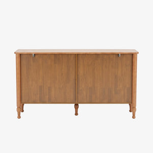 English Elm 55 Inch Oak Veneer Six Drawer Dresser with Tapered Legs and Wave Apron Molding W2263P531247