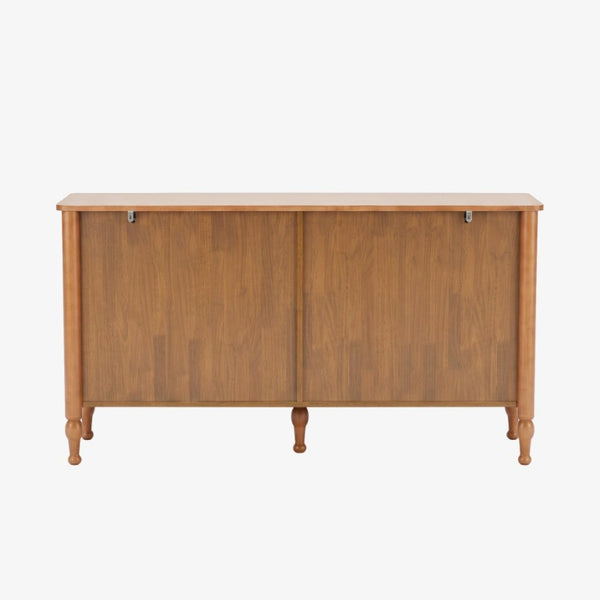 English Elm 55 Inch Oak Veneer Six Drawer Dresser with Tapered Legs and Wave Apron Molding W2263P531247