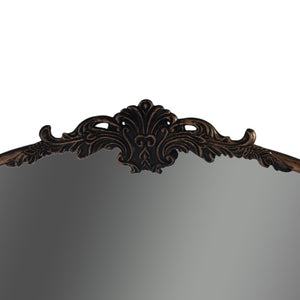 English Elm 24''X36 Ornate Arched Wall Mirror Baroque Scrollwork Carved Resin Frame Bedroom Decor Black+Gold W2263P531300