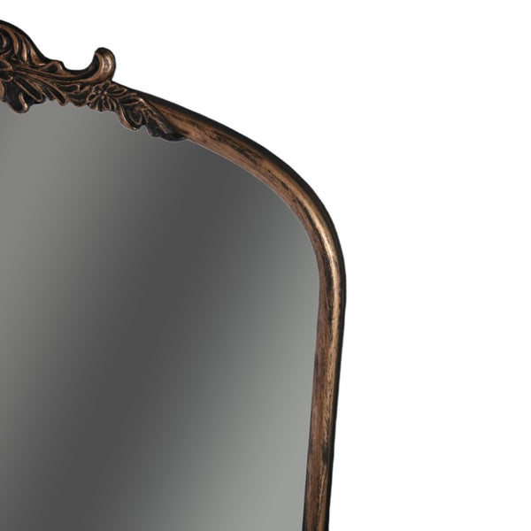 English Elm 24''X36 Ornate Arched Wall Mirror Baroque Scrollwork Carved Resin Frame Bedroom Decor Black+Gold W2263P531300