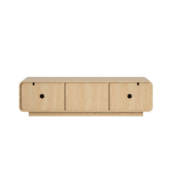 English Elm 58''Tv Console Spiral Wave Relief Cabinet with 2 Drawers Mid-Century Natural Finish W2263P535569