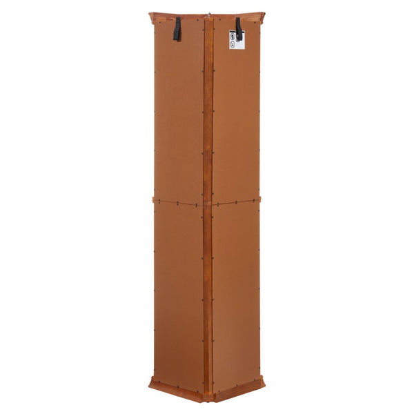 English Elm Corner Curio Cabinet Oak Finish Lighted Glass Shelves Mirrored Back Elegant Display W2275P177190